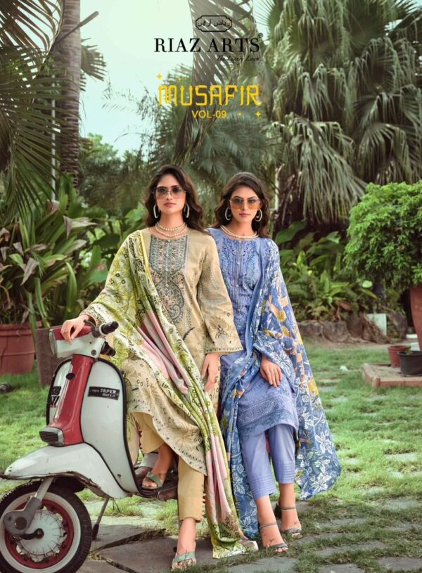 RIAZ ARTS MUSAFIR VOL 9 KARACHI PRINT SALWAR KAMEEZ WHOLESALER IN SURAT 2.jpg