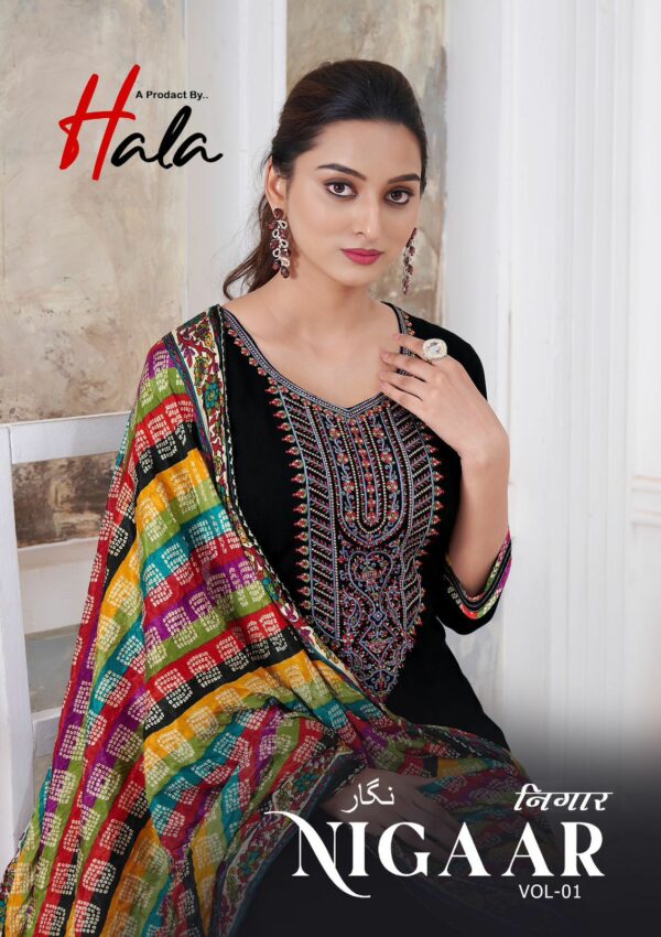 HALA NIGAAR VOL 1 RAYON EMBROIDERY SALWAR KAMEEZ WHOLESALER IN SURAT 1.jpg