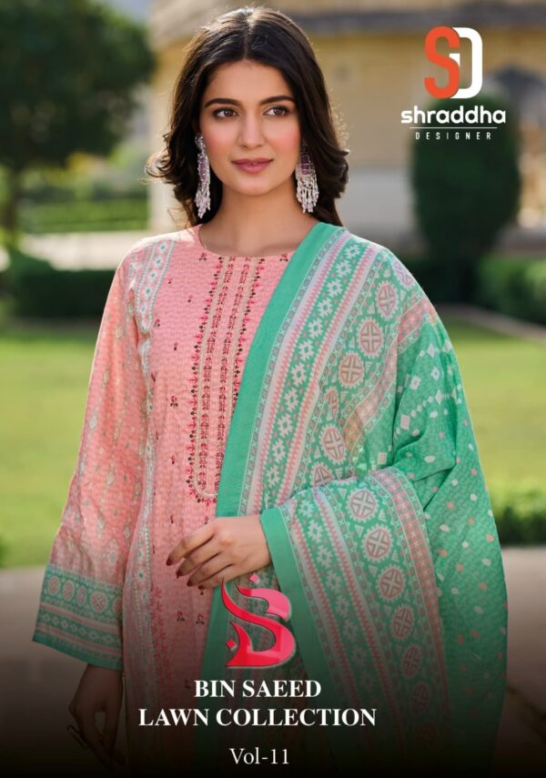 SHRADDHA DESIGNER VOL 11 BIN SAEED LAWN COLLECTION SUITS SUPPLIER IN SURAT 1.jpg