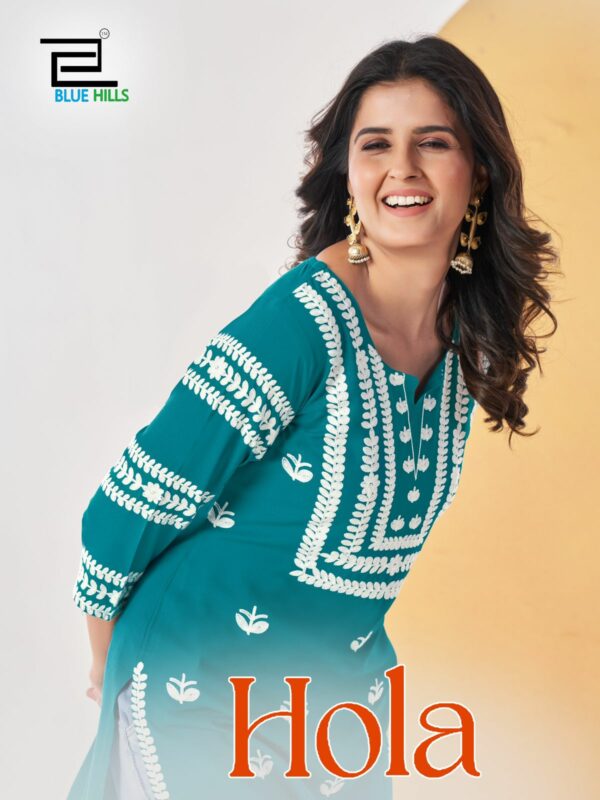 BLUE HILLS HOLA RAYON EMBROIDERY SHORT KURTI WHOLESALER IN SURAT 3.jpg