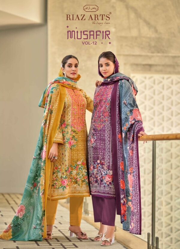 RIAZ ARTS MUSAFIR VOL 12 KARACHI LAWN SALWAR SUIT SUPPLIER IN SURAT 1.jpg