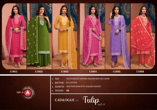 TRIPLE A TULIP VOL 9 VISCOSE LAKHNAVI SALWAR SUIT DISTRIBUTOR IN SURAT 7.jpg