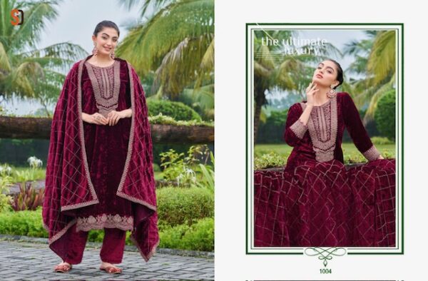 SHRADDHA DESIGNER SHAHZADI PURE VELVET SUITS CATALOG 6.jpg