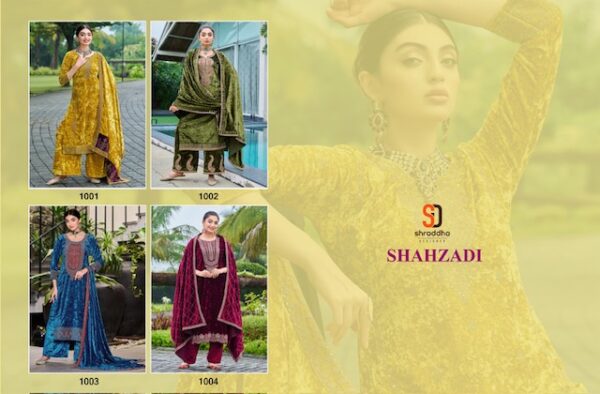 SHRADDHA DESIGNER SHAHZADI PURE VELVET SUITS CATALOG 8.jpg