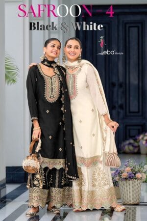EBA LIFESTYLE BLACK WHITE SAFROON 4 READYMADE SUITS 7.jpg