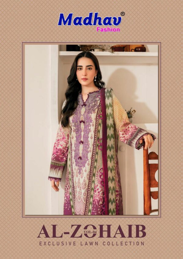 MADHAV FASHION AL ZOHAIB VOL 4 PURE LAWN SUITS 6.jpg