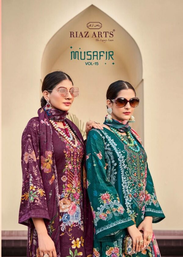 RIAZ ARTS MUSAFIR VOL 15 PURE LAWN KARACHI SUITS 5 e1738053524302.jpg