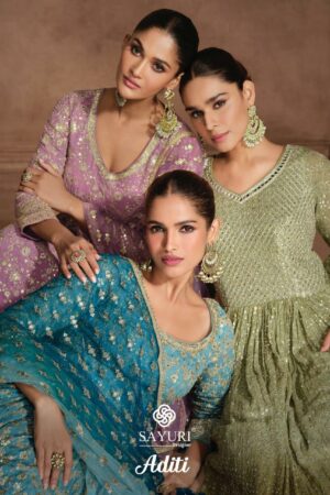 SAYURI DESIGNER ADITI REAL GEROGETTE FANCY SUIT 1.jpg