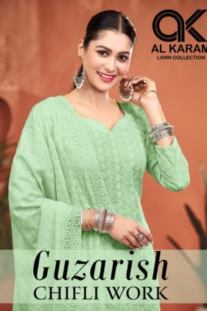 AL KARAM GUZARISH CHIFLI WORK PURE MAL COTTON SUIT LATEST 2025 AL KARAM GUZARISH CHIFLI WORK PURE MAL COTTON SUIT LATEST 2025