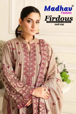 MADHAV FASHION FIRDOUS VOL 2 LAWN KARACHI SUITS LATEST 2025