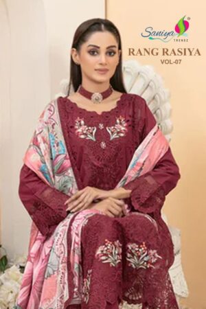 SANIYA TRENDZ RANG RASIYA VOL 7 EMBROIDERY SUITS LATEST 2025