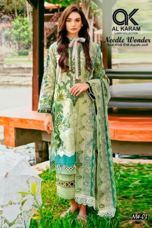 Home Rehmat Boutique Buy Ethnic Suits Online for Weddings AL KARAM NEEDLE WONDER PURE LAWN SUITS CATALOG 1.jpg