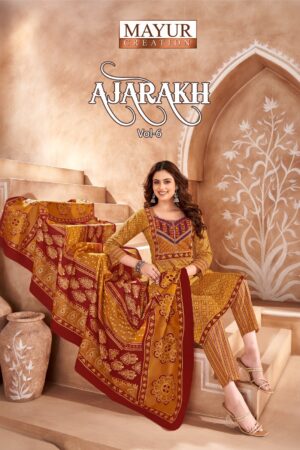 MAYUR CREATION AJARAKH VOL 6 READYMADE KURTIS 15.jpg