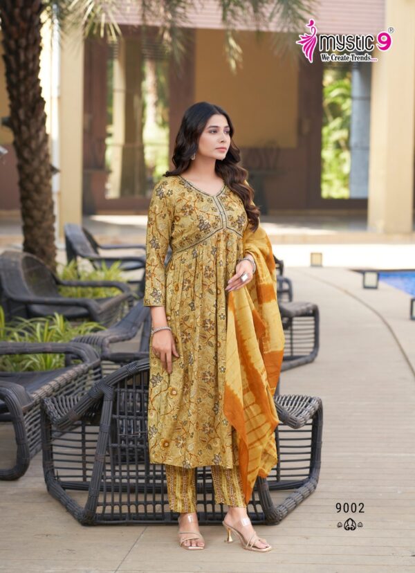 MYSTIC 9 POOJA VOL 9 RAYON PRINTED ALIYA CUT KURTI 12.jpg