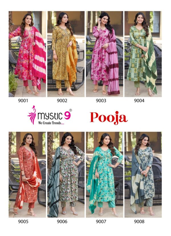 MYSTIC 9 POOJA VOL 9 RAYON PRINTED ALIYA CUT KURTI 4.jpg