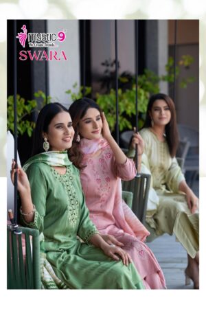 Home Rehmat Boutique Buy Ethnic Suits Online for Weddings MYSTIC 9 SWARA VOL 2 RAYON NECK EMBROIDERY KURTI 1.jpg