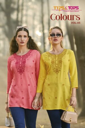 TIPS TOPS COLORS VOL 5 RAYON EMBROIDERY KURTI 3.jpg