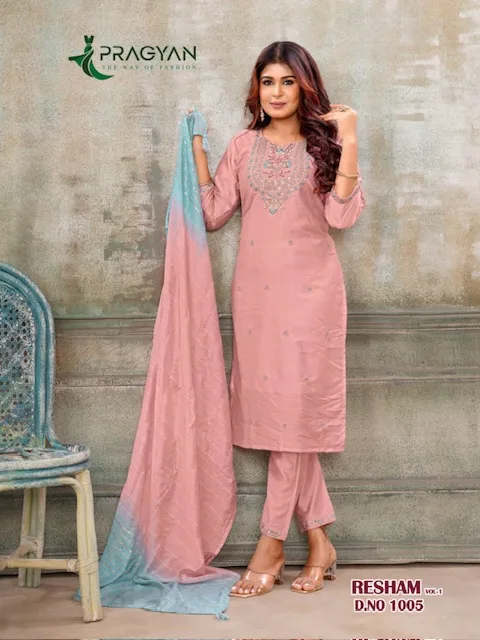 PRAGYAN RESHAM VOL 1 HEAVY CHANDERI KURTI 12.jpg