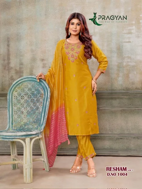 PRAGYAN RESHAM VOL 1 HEAVY CHANDERI KURTI 9.jpg