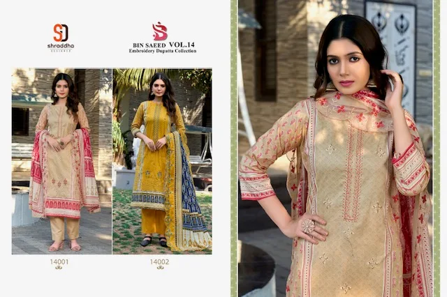SHRADDHA DESIGNER BIN SAEED VOL 14 COTTON SUITS 3.jpg