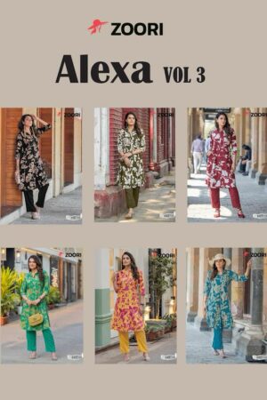 Home Rehmat Boutique Buy Ethnic Suits Online for Weddings ZOORI ALEXA VOL 3 RAYON PRINTED READYMADE KURTI 1.jpg