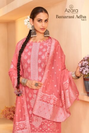 AZARA BANARASI ADHA VOL 5 Rehmat Boutique  AZARA BANARASI ADHA VOL 5 COTTON JACQUARD SUITS 1.jpg