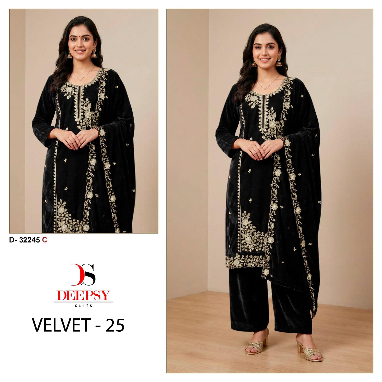 ₹1619 Pcs : 4 DEEPSY SUITS VELVET 25 0 33 Rehmat Boutique ₹1619 Pcs : 4 DEEPSY SUITS VELVET 25 0 33 DEEPSYSUITS VELVET 25 D 32245 A TO D 32245 D 1.jpg