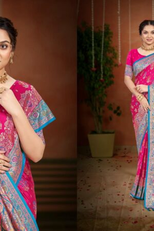 Bunawat - Surmai Satan 02 Sangam Prints Satin Silk Woven Work Traditional Saree Rehmat Boutique bunawat surmai satan 02 sangam prints satin silk woven work traditional saree 1 2026 02 16 16 09 54.jpg