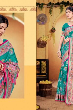 Bunawat - Surmai Satan 03 Sangam Prints Satin Silk Woven Work Traditional Saree Rehmat Boutique bunawat surmai satan 03 sangam prints satin silk woven work traditional saree 1 2026 02 16 16 13 37.jpg