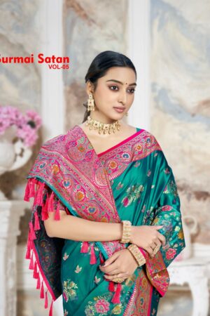 Bunawat - Surmai Satan 05 Sangam Prints Satin Silk Woven Work Traditional Saree Rehmat Boutique  bunawat surmai satan 05 sangam prints satin silk woven work traditional saree 2026 02 16 16 19 12.jp .jpeg