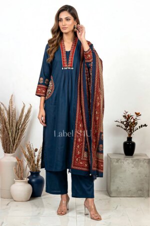 Shivali S4u Jharokha Teal Blue Pocket Suit Set New Arrival 2025 Rehmat Boutique