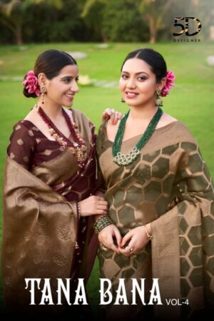 5d designer tana bana vol 4 series 119-124 Silk Organza saree Rehmat Boutique