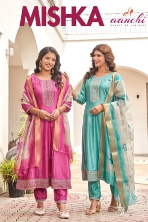 aanchi mishka vichitra silk readymade wholesale suit Rehmat Boutique