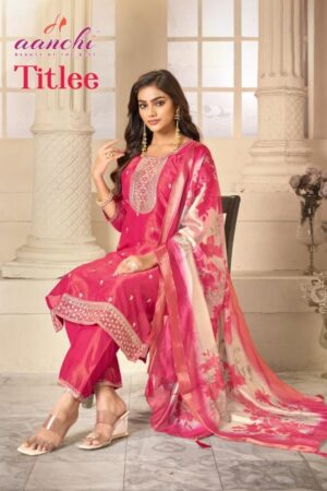 Home Rehmat Boutique Buy Ethnic Suits Online for Weddings aanchi titlee series 1001-1004 tissue shimmer wholesale readymade suit Rehmat Boutique