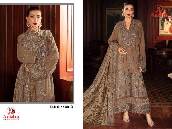 AASHA DESIGNER 1149 ABCD HEAVY REYON WITH SELF EMBROIDERY WORK single suit Rehmat Boutique