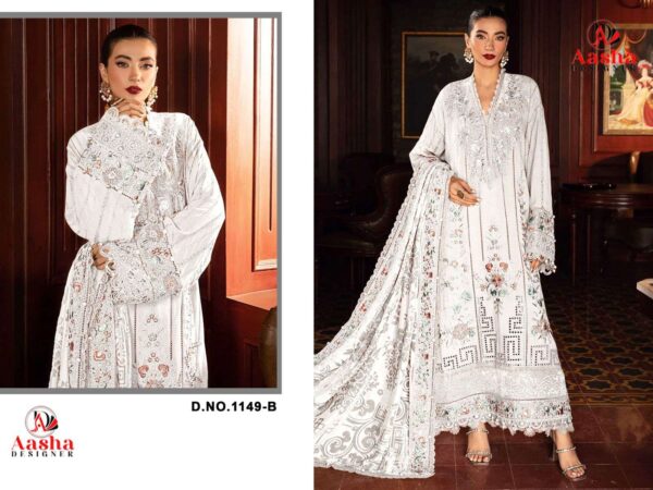 AASHA DESIGNER 1149 ABCD HEAVY REYON WITH SELF EMBROIDERY WORK single suit Rehmat Boutique