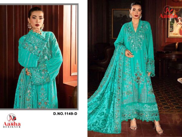 AASHA DESIGNER 1149 ABCD HEAVY REYON WITH SELF EMBROIDERY WORK single suit Rehmat Boutique