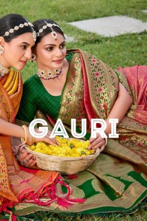 astita gauri series 1002 to 1006 banarasi silk occasion wear saree in wholesale surat Rehmat Boutique