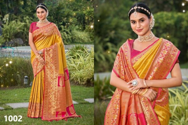 astita gauri series 1002 to 1006 banarasi silk occasion wear saree in wholesale surat Rehmat Boutique