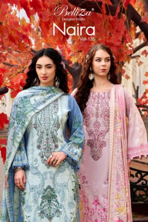 belliza designer naira vol 135 series 963001 to 963008 hit design cotton pakistani suits in wholesale surat Rehmat Boutique