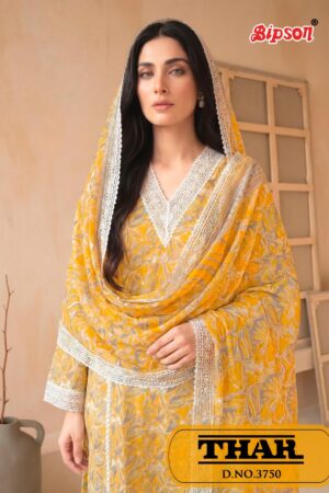 bipson prints thar 3750 Pure Cotton Print With Fancy Lace & Moti Work wholesale suit Rehmat Boutique