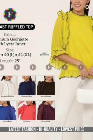 contrast ruffled readymade amazing georgette girls tops wholesaler Rehmat Boutique
