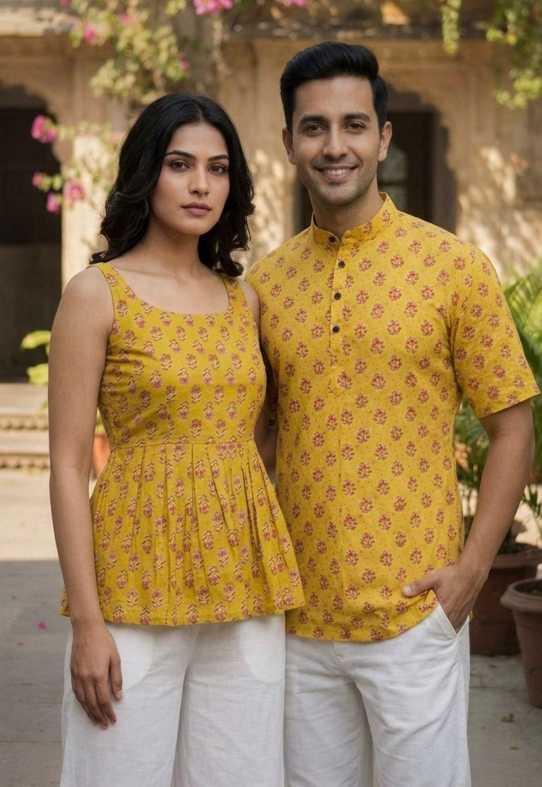 Couple Special Cotton Printed Short Length Top and Kurta Rehmat Boutique Couple Special Cotton Printed Short Length Top and Kurta Rehmat Boutique