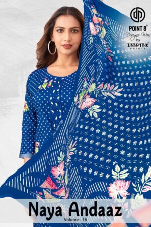 deeptex point 8 naya andaaz vol 16 series 1601 to 1610 cotton fullstitch big size suit in wholesale surat Rehmat Boutique