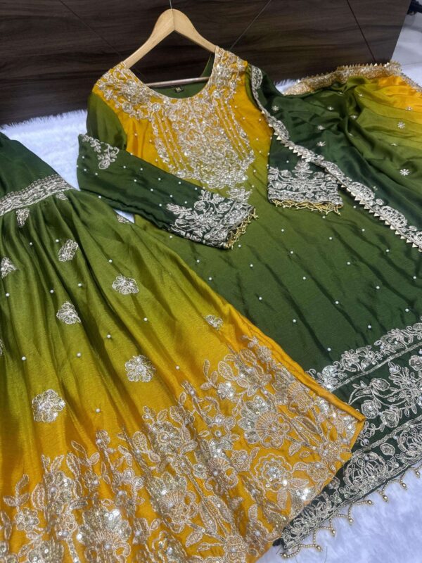 dvd 5091 chinon silk fully stitch designer pakistani style plazzo single suits Rehmat Boutique