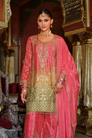 eba lifestyle rangeen series 1933 to 1934 gold chinon fully stitch pakistani plazzo suit in wholesale surat Rehmat Boutique