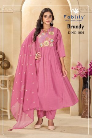 fablily brandy series 1001 to 1006 mul chanderi readymade combo suit in wholesale surat Rehmat Boutique