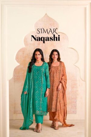 Home Rehmat Boutique Buy Ethnic Suits Online for Weddings glossy naqashi series 13070A to 13070D simar pretty salwar kameez in wholesale surat Rehmat Boutique