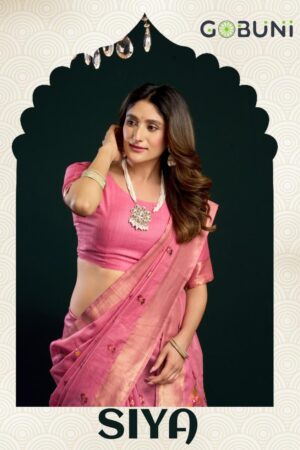 gobuni presents siya series 3501 To 3506 fashionable munga cotton mina work sarees in wholesale surat Rehmat Boutique