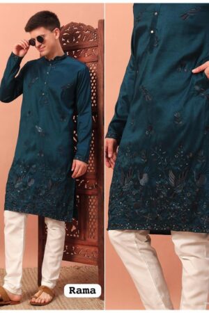 grand utsav silk embroided fully stitch mens kurta in wholesale surat Rehmat Boutique